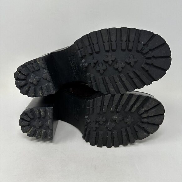 Guess Platform Ankle Boots Dark Red Patent Faux Leather 10M Chunky - Picture 8 of 13